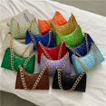 thumbnail image 1 of Bolso de mano con textura retro rombal para mujer, cadena de moda, pequeño bolso cuadrado, bolso de hombro portátil debajo del brazo, 1 of 6