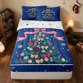thumbnail image 2 of Manfei Green Zipper Full Size Comforter Sets with Fitted Sheet and 2 Pillowcases Xmas Tree Zipper Bedding Set, Green Gold, Xmas Reversible, 2 of 7