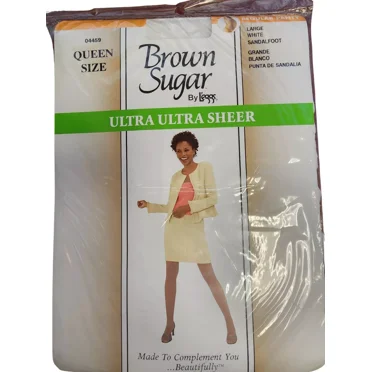 Brown Sugar Leggs Queen Size Ultra Ultra Sheer Large / White Sandalfoot Panties