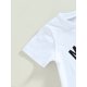 thumbnail image 4 of Conjuntos Para NiñOs Chicos Camisa De Manga Corta Con Cuello Redondo Y Estampado De Letras + Pantalones Cortos XBTCLXEBCO Blanco 2;12-18 Meses, 4 of 6