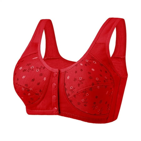 Texiao Women Sexy Lace Front Button Shaping Cup Adjustable Shoulder Strap Large Size Bra  Nylon Spandex Plus Size Underwear For Women  Red Womens Underwear Cotton