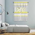 thumbnail image 5 of Yellow Grey Kitchen Curtains Sets for Windows 36 Inch Length, Chic Garden Floral Stripe Embroidery Design Rod Pocket Window Treatments Tier Curtains and Valances Set for Bedroom/Bathroom, 5 of 8