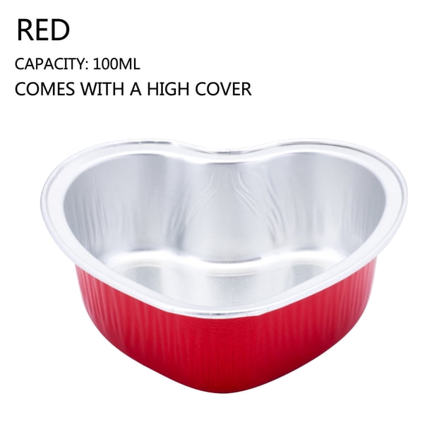 Moldes para Cupcakes con Forma de Corazón, Diseño Duradero de Papel de Aluminio, Reutilizables con Tapa, Ideales para Magdalenas, Cupcakes, Postres, Fiestas Al Aire Libre, Bodas, Juego de 10