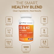 Dr. Berg D3 & K2 Vitamin Supplement - D3 K2 5000 IU , 60 Capsules