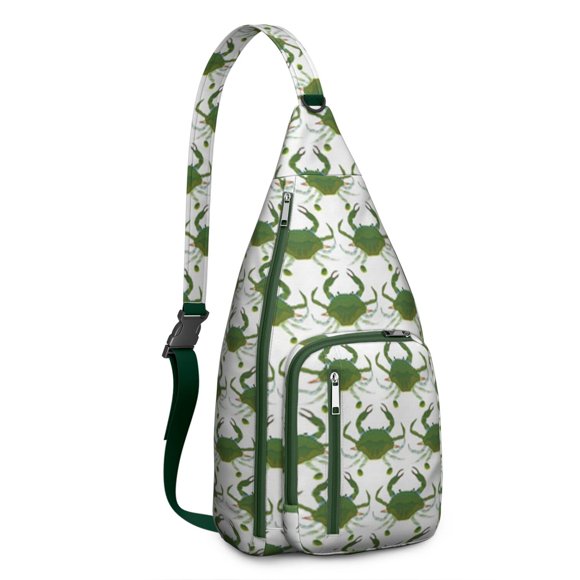 Tropical Crab Crossbody Bag - Colorful Sea Life Chest Pack with Playful Cartoon Crab Prints, Breathable Tear-resistant Sling for Beach & Seaside Fun