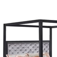 thumbnail image 2 of Abrie Solid Wood Canopy Queen Bed, Button Tufted, Touch LED, Dark Gray- Saltoro Sherpi, 2 of 5
