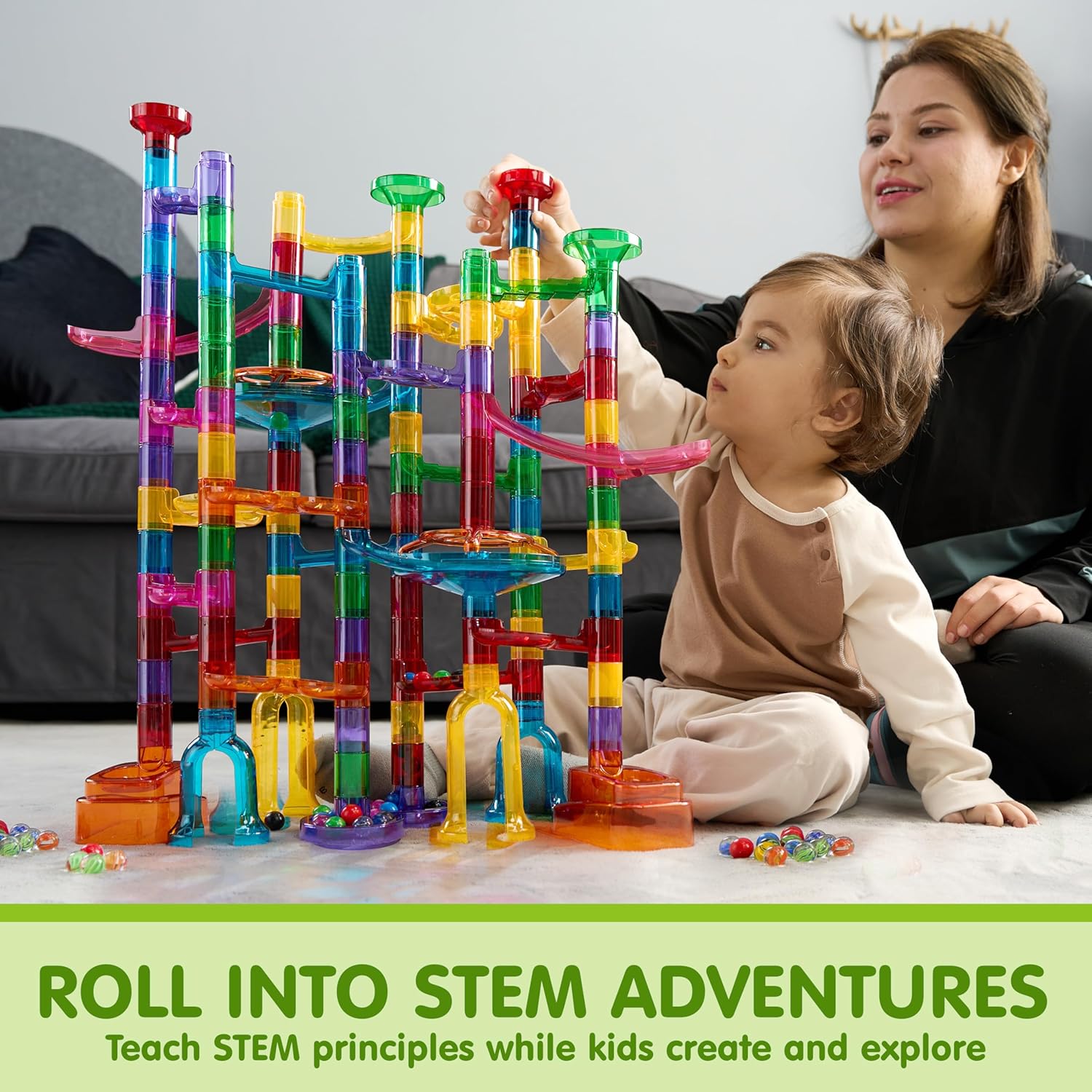 Joyfy 137-Piece Glowing Marble Run Game Set photo 6