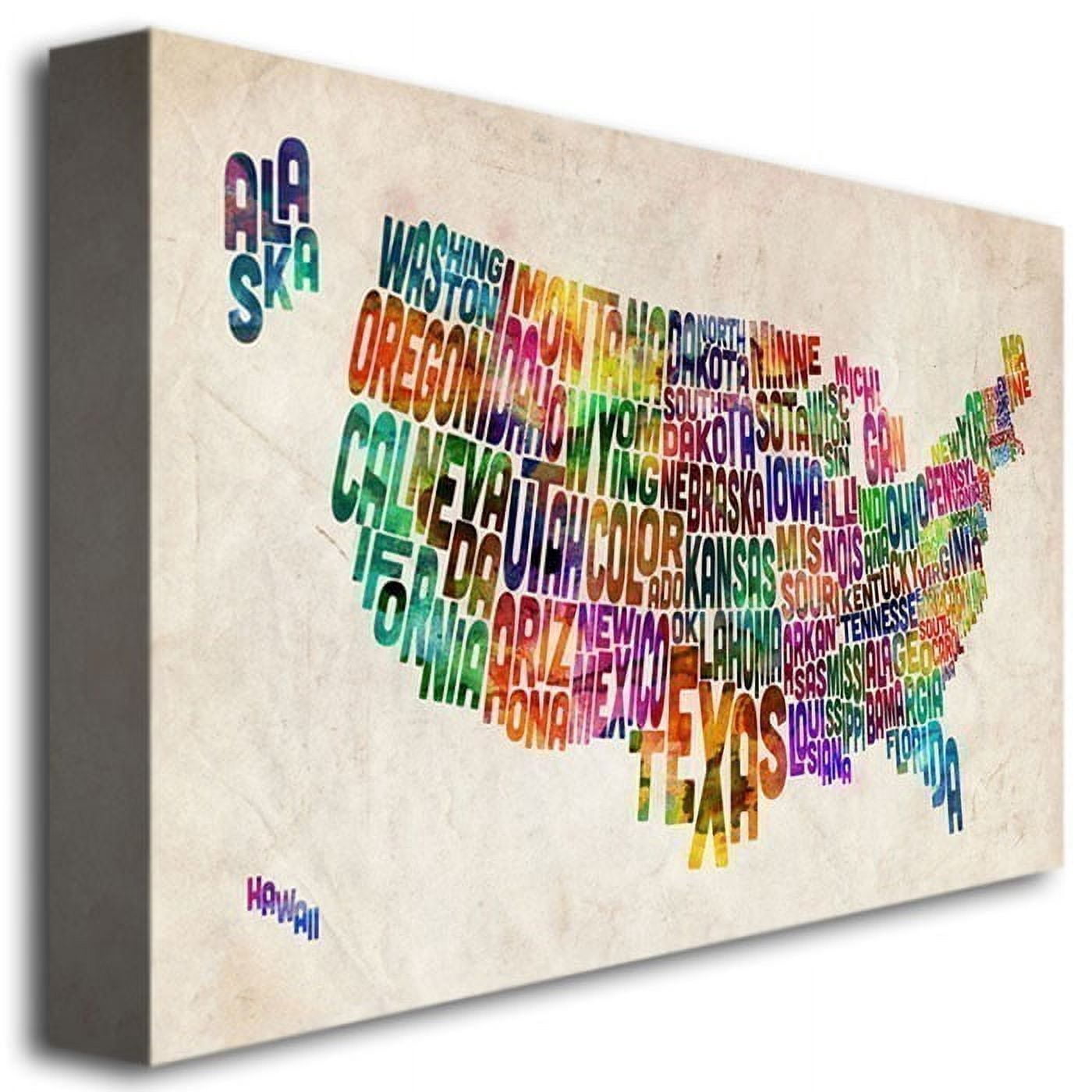 Trademark Art "United States Text Map II" Canvas Wall Art by Michael Tompsett