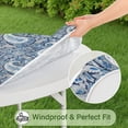 thumbnail image 5 of Blue Pioneer Flower and Paisley Pattern (3) Round Fitted Tablecloth with Elastic Edge,Dining Table Cover Waterproof,Outdoor Round Tablecloth for Camping,Dining,Indoor and Outdoor, 5 of 7