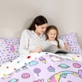 thumbnail image 4 of Manfei Lovely Rainbow Alphabet C Queen Comforter Set,Sweet Unicorn Comforter Sets Queen,Purple,Polkadot Reversible,3 Pieces,1 Comforter and 2 Pillowcases, 4 of 7