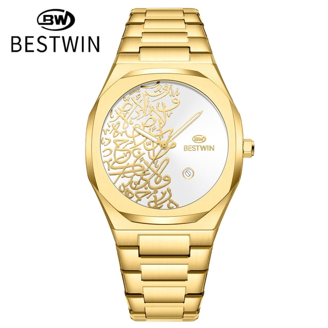 Men Quartz Watch Premium Arabic Numerals Marble Pattern Men's Quartz Wrist Watch - Luxury Waterproof Fashion Business Casual Sport Watches with Luminous Calendar Analogue Face