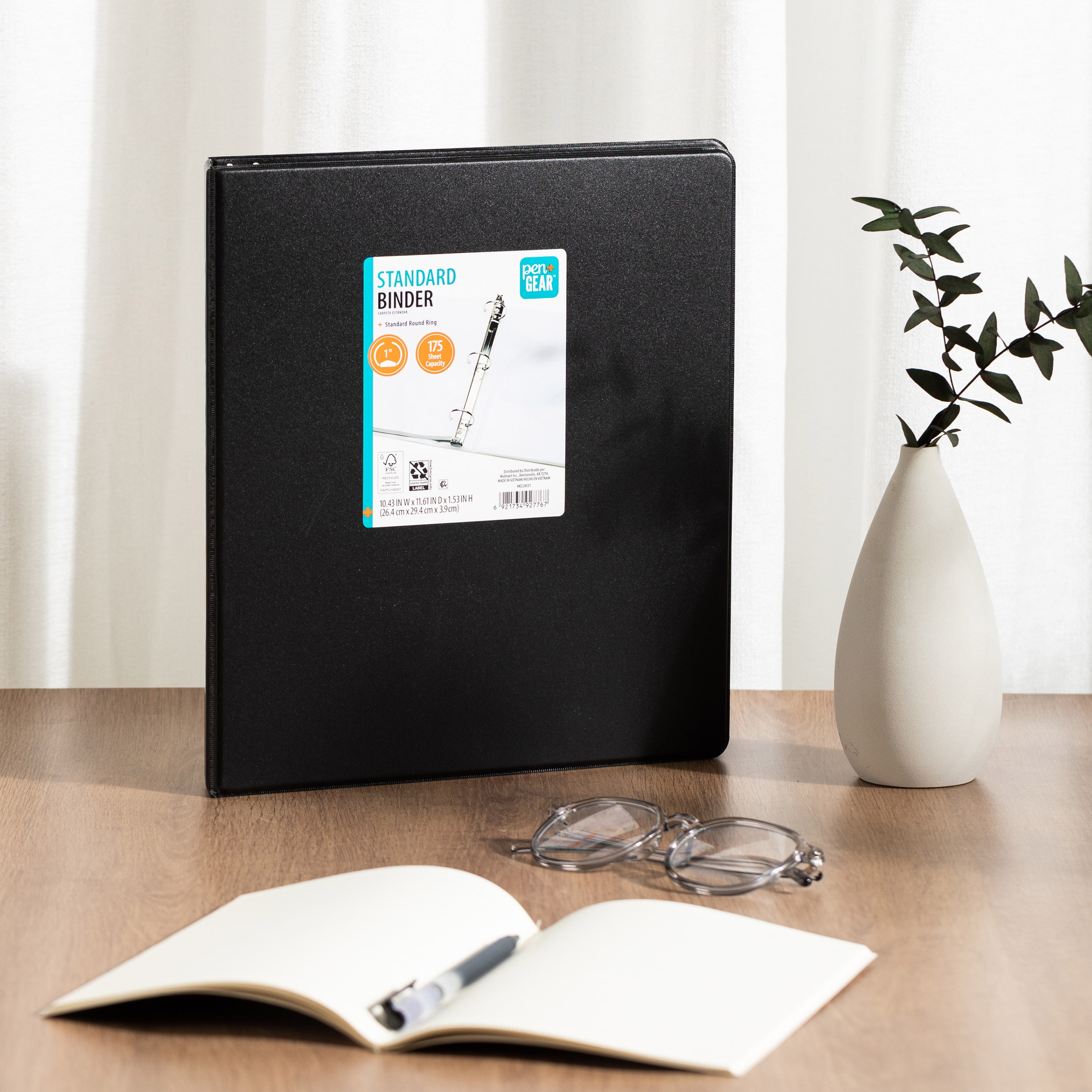 Pen+Gear 3-Ring Economy Binder,1 inch  O-Ring, Black, 1 Count