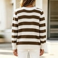 thumbnail image 5 of NTACZA Crewneck Sweater for Women Basic Chunky Knit Breathable Striped Tops Oversized Fall Winter Streetwear Daily Sweater Brown, 5 of 6