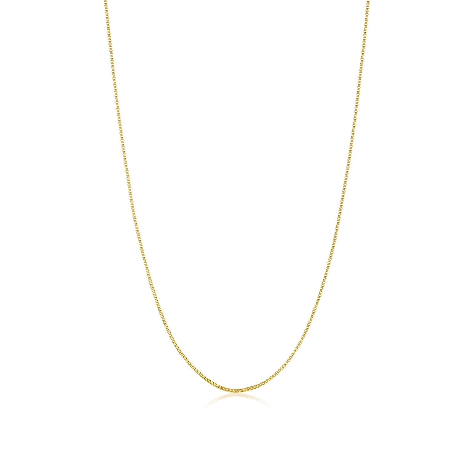The Bling Factory Thin 1.6mm 14k Gold Plated Stainless Steel Box Chain w/Lobster Clasp 18 inches 