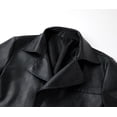 thumbnail image 6 of Men's Mid-Length Single-Breasted Lapel Coat, Vintage Simple Casual PU Leather Jacket, 6 of 12