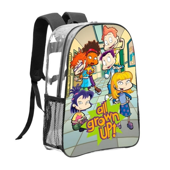 All Grown Up-theme Clear Backpack Heavy Duty Transparent Bag See Through Bookbag for Work, Sport, College, Travel12.2“X16.9"(31X43cm)