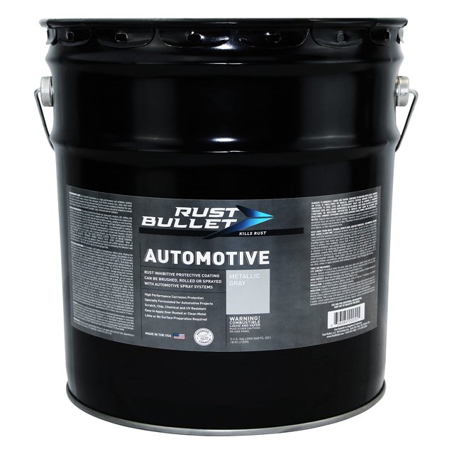 RUST BULLET - Automotive Rust Inhibitor Paint - Rust Preventer Coating 5 Gallons - No Topcoat Needed - Automotive Primer - Metallic Gray