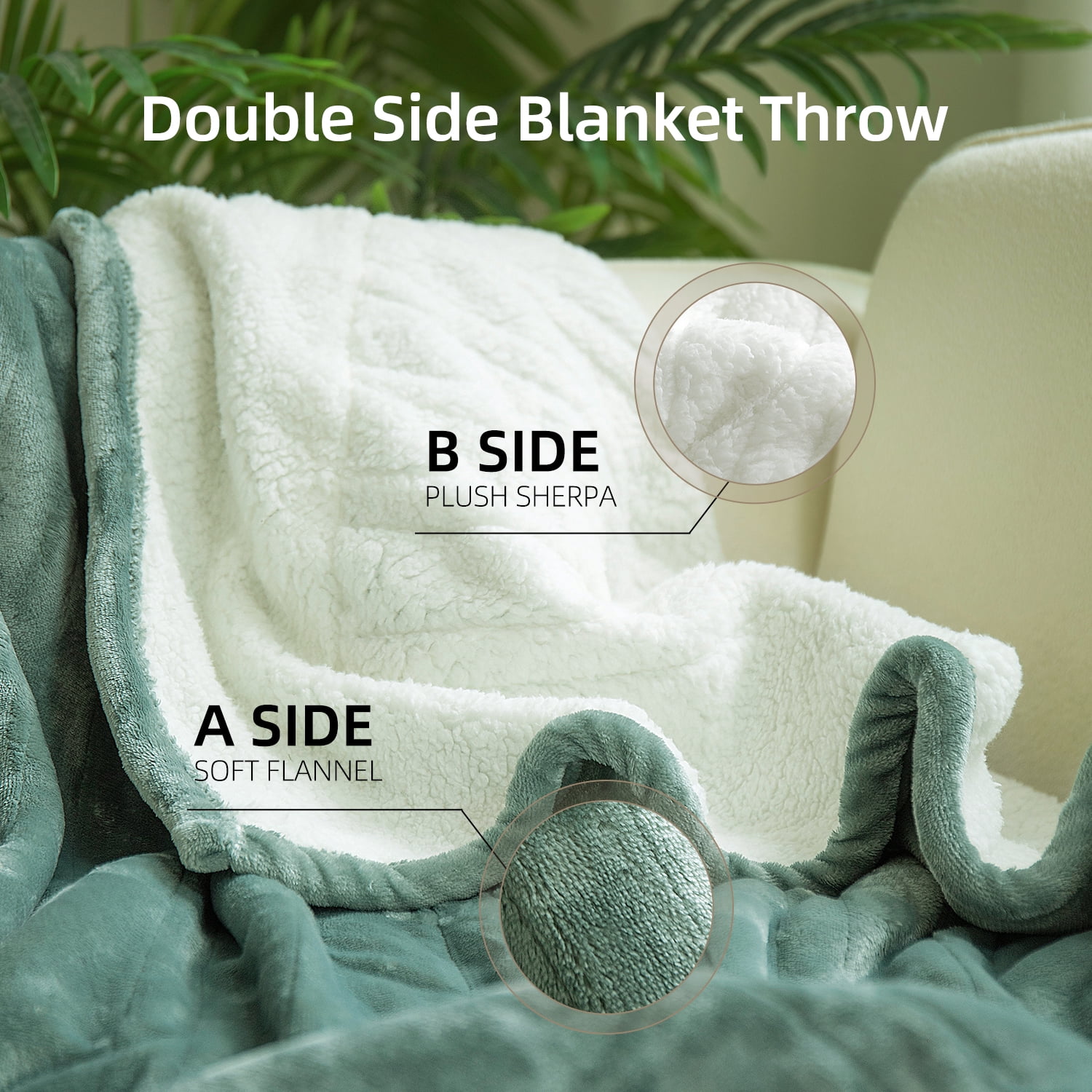 GOTCOZY Heated Blanket Electric Throw 50''X60'' with 4 Heating Level & 3 Hour Auto Off,Machine Washable - Green
