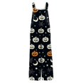 thumbnail image 3 of WTOBBY Women's Sleeveless Cotton Casual Jumpsuit featuring Halloween Print, Breathable and Lightweight for Warm Weather, Ideal for Relaxed Wear,NavyM, 3 of 5