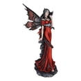 thumbnail image 4 of Butterfly Winged Elf Fairy In Red Evening Gown With Midnight Dragon Figurine, 4 of 9