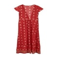 thumbnail image 4 of Femmes V-Cou Floral Split Robe Boho Été Plage Décontracté Longue Robe de Soleil, 4 of 5