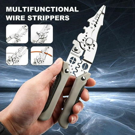 

High-Quality Premium Electrician Crimper Pliers Wire Stripper Cable Cutter - Multifunctional Precision Cutting Stripping Tool for Wires - Ideal for Electrical Work DIY Projects - Durable