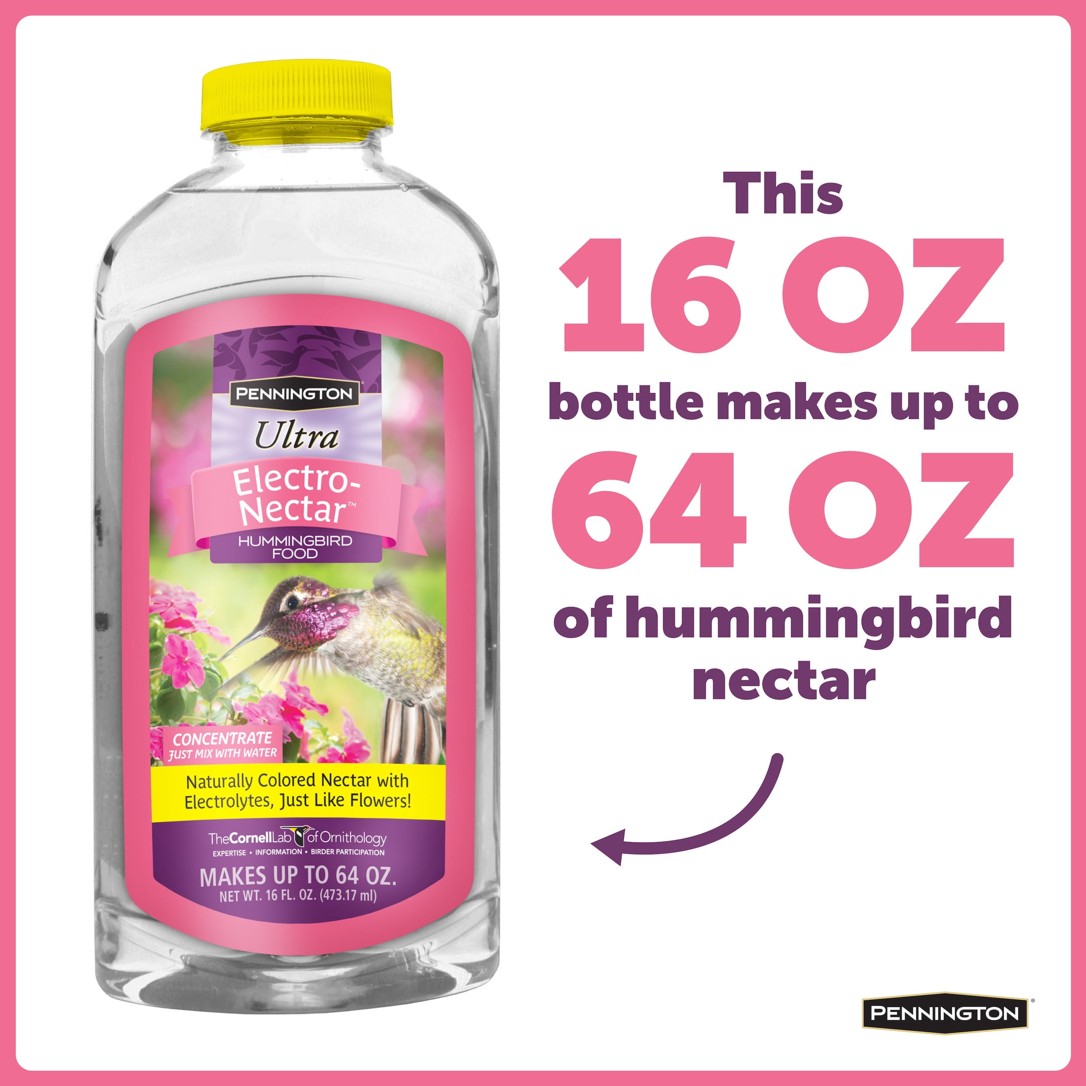 (2 pack) Pennington Premium Electro Nectar Liquid Concentrate Hummingbird Food, Hummingbird Nectar, 16 oz., 1 Pack