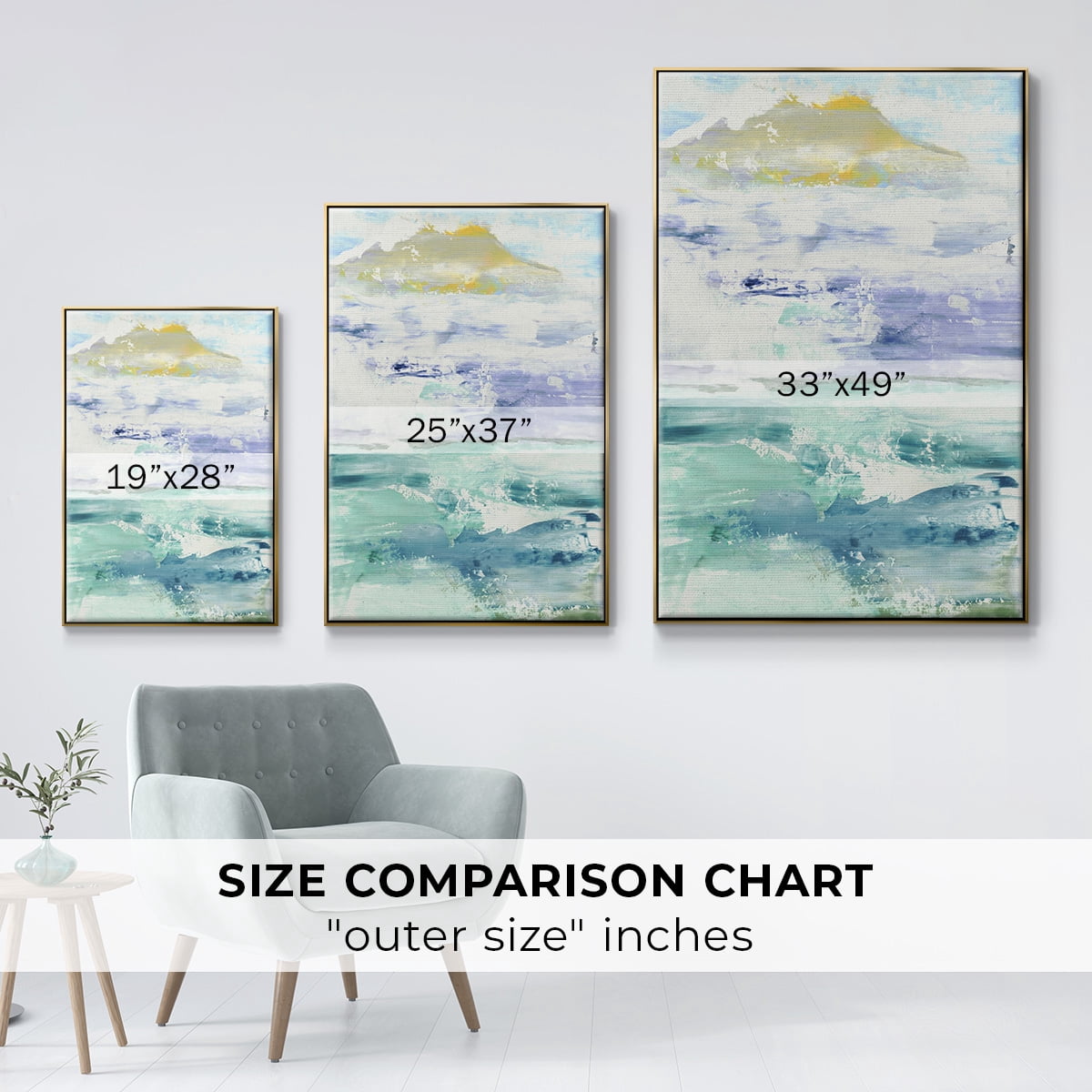 Fantasy Seascape Framed Premium Gallery Wrapped Canvas - Ready to Hang - 27 x 41 - Gold Floating Frame