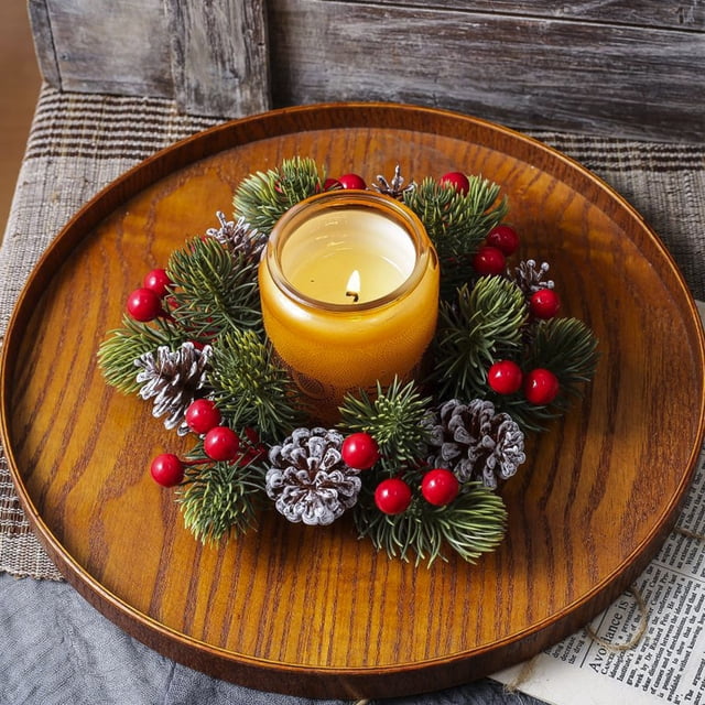 Coronas de Velas Otoñales para Centro de Mesa | Decoración para Fiestas Navideñas | Plástico Multicolor | 20 X 20 Cm | Decoración para El Hogar para Navidad y Acción de Gracias