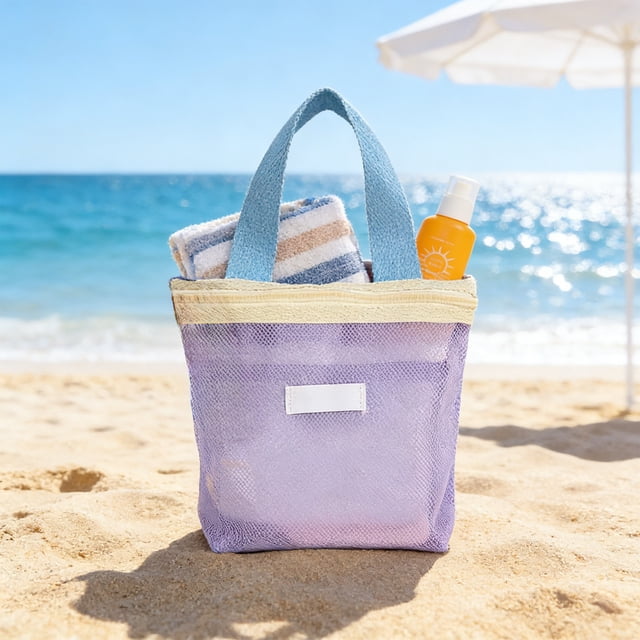 Mesh Storage Bag, Large Capacity Drainable Toiletry Bag for Travel, Portable Nylon Beach Tote with Breathable Design, Lightweight Swimming Bag for Pool and Outdoor Use