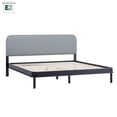 thumbnail image 4 of Walker Edison Contemporary Wood King Bed with Curved Upholstered Headboard - Black/Grey, 4 of 14