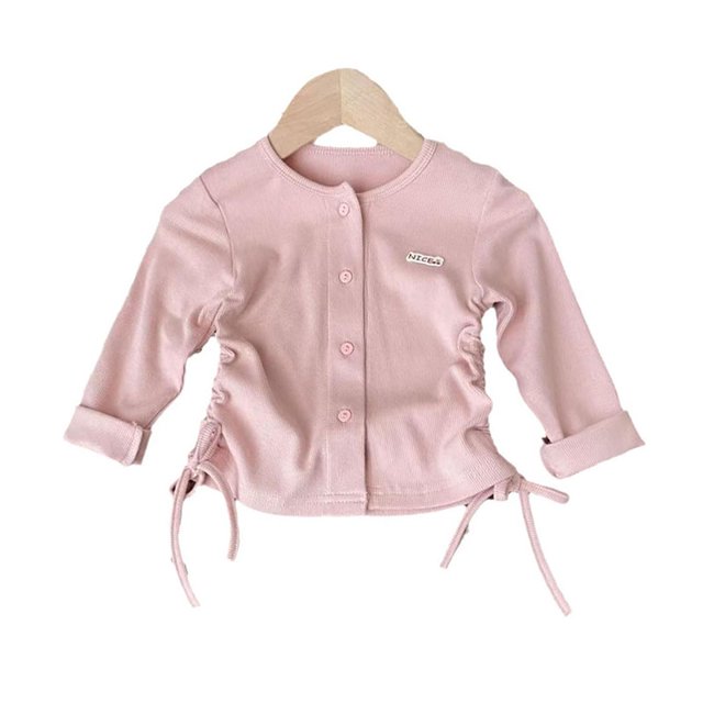 Spring Summer Children's Slim Fit Coat 1-8Y Girls Solid Color Single Breasted Jacket Casual Kid's Drawstring Cardigan Outwear