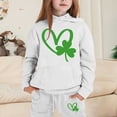 thumbnail image 2 of Girls 2 Piece St Patricks Day Sweatsuit Set Heart Printed Long-Sleeve Matching Suit Comfort Fashion Sweatshirt and Sweatpants Joggers Set with Pockets,Light Gray,6-7 Years, 2 of 4