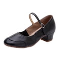 thumbnail image 2 of Women's Vintage Mary Jane Block Heel Dance Pumps, Ankle Strap Closed Toe Ballroom Shoes, Elegant Performance Footwear for Wedding, Party Black 37, 2 of 5