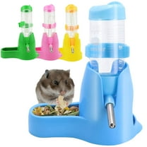 Small Animal Feeder 2 in 1 Free Standing Bottle with Stand and Food Bowl, Cage Plastic Hanging Water Dispenser Suitable for Hamsters Bunny and Other Small Pets Rodents