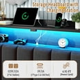 thumbnail image 5 of ChicZhiNest Queen Size LED Bed Frame with Fluted Upholstered Headboard, Charging Station, Linen Storage Platform Bed with 2 Drawers and Cabinet, Dark Grey, 5 of 9