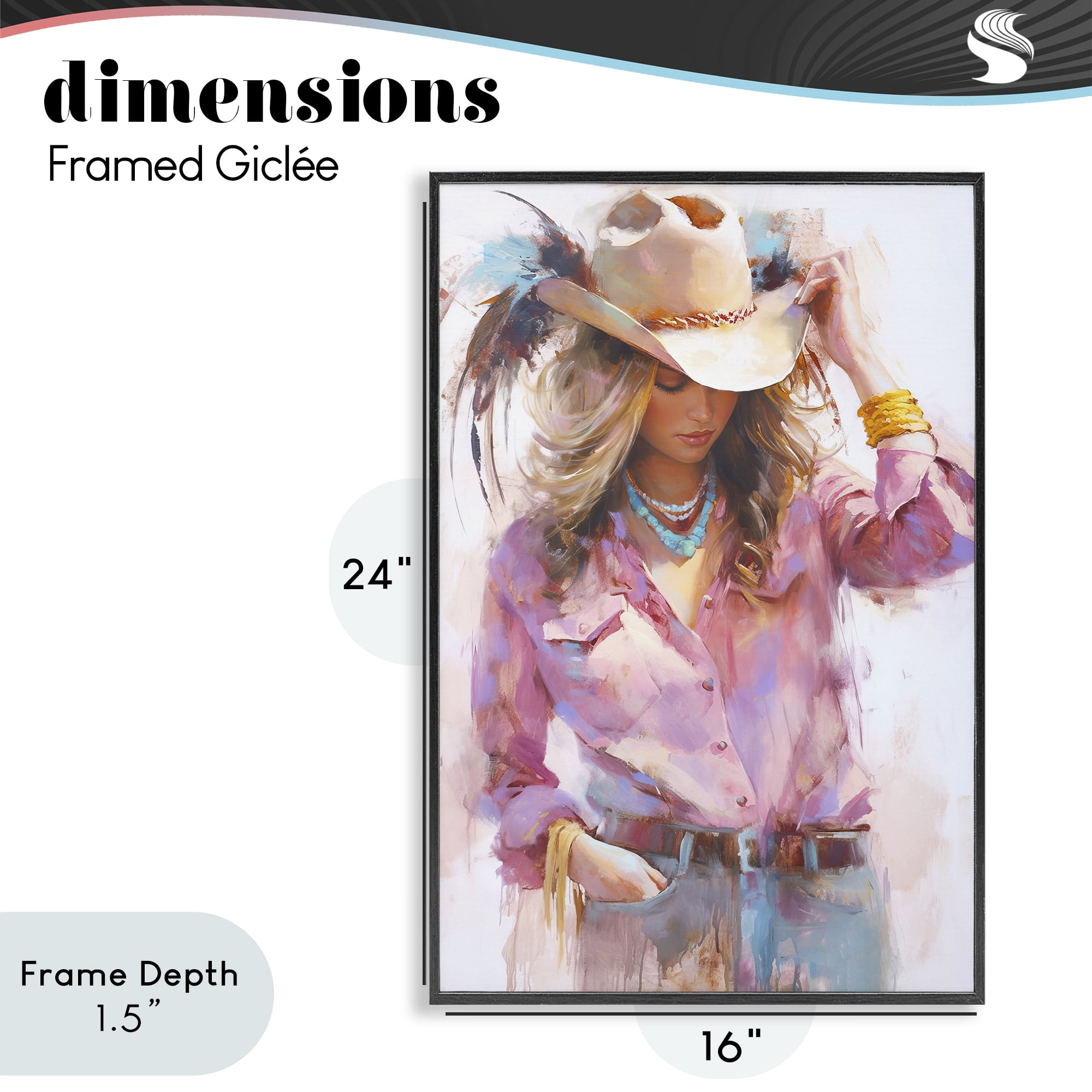 Stupell Industries Cowgirl Hat Reflections Black Framed Giclee Art, design by Tina LeCour