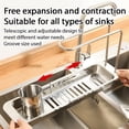thumbnail image 3 of Telescopic Sink Storage Rack, Adjustable Stainless Steel Sink Caddy 14.6-16.9 Inches, 2-in-1 Expandable Drain Basket Organizer for Kitchen Bathroom Sponges Soap Towels Brushes, 3 of 12