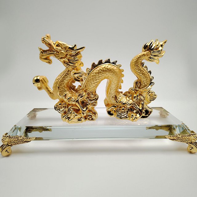 Trofeo de dragón creativo, recuerdo de aniversario, premios anuales, trofeo de cristal, adornos de trofeo con grabado en relieve dorado