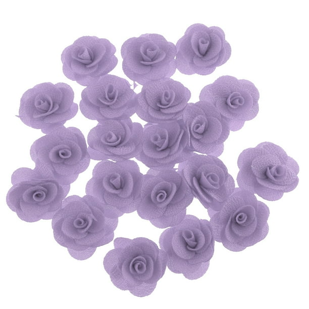 20 cabezas de flores artificiales de camelia de seda, rosas, hechas a mano, para manualidades, capullo de flor de 4 cm Luz púrpura