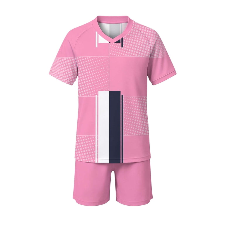 ITSAME Boys Girls Soccer Uniform Set V-Neck Short Sleeve Top and