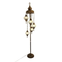 Angora Asli 5 Globe Standing Turkish Lamp | Turkish Moroccan Standing Floor Lamps for Home (70.86")