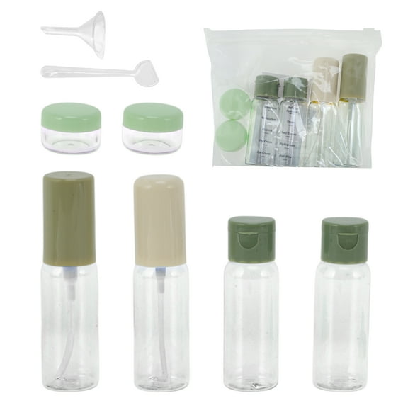 Unique Bargains 6 Pcs Travel Container Set Reusable Travel Bottles Set Green Beige