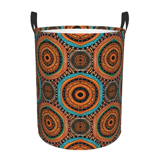 Fotbe African Tribal Style Cesto de Ropa con Asas, Cesto Impermeable de Gran Capacidad, Bolsa de Lavado para Dormitorio, Cesto de Ropa con Ruedas y Asas-Medium