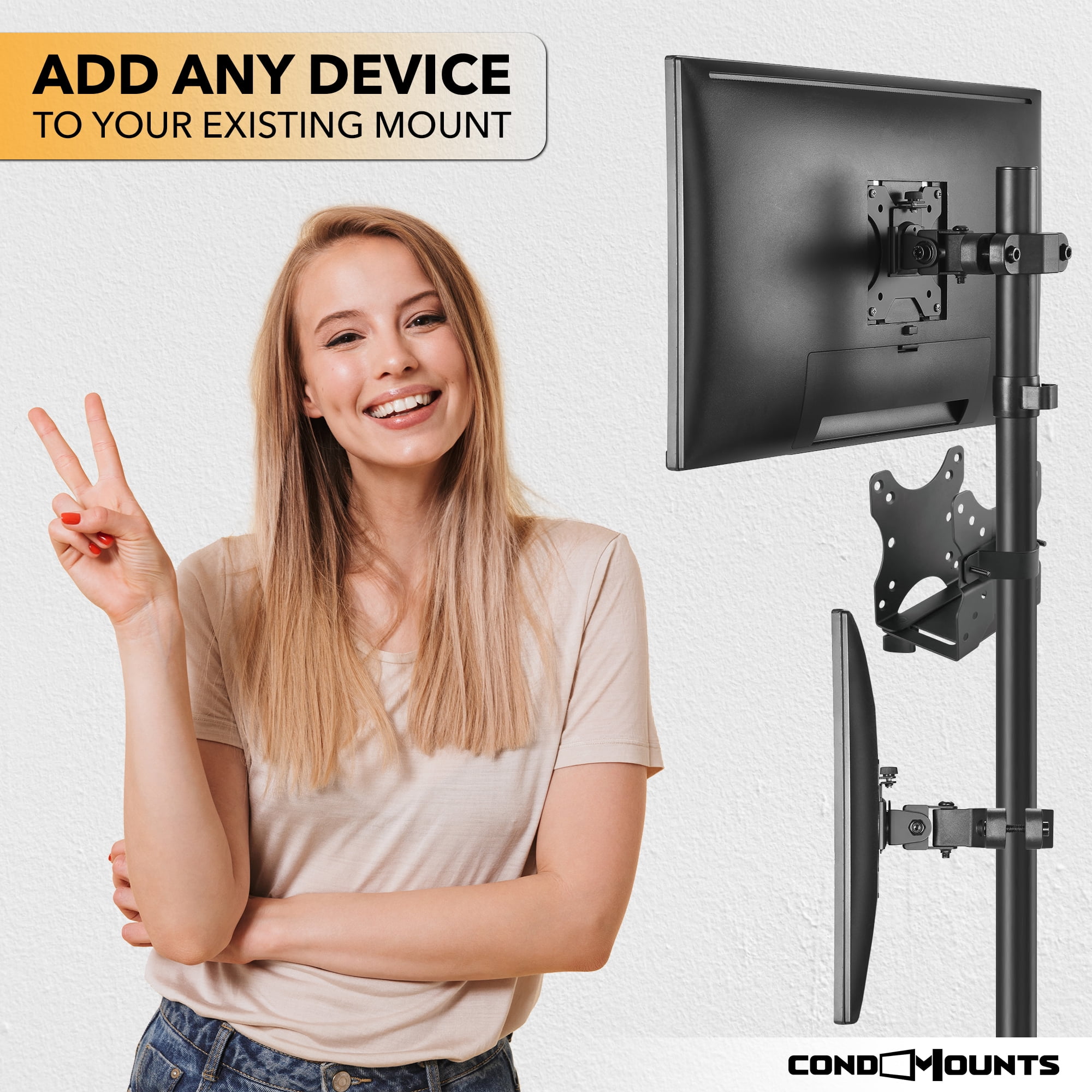 CondoMounts Wall Mount for Console, TV, Cable Box, Router | Adjustable 0.7"-2.8", 11lbs, Black
