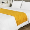 thumbnail image 4 of PAVILIA Mustard Yellow Knit Throw Blanket for Couch Bed, Soft Knitted Farmhouse Sofa Throw for Living Room, Lightweight Decorative Fall Throw Blanket for Chair, Outdoor Textured Boho Blanket, 50x60, 4 of 9