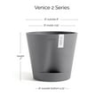 thumbnail image 2 of Ecopots Venice 2 Durable Modern Round Indoor/Outdoor Recycled Based Composite Flower Pot Planter w/ Water Reservoir, Grey, 8", 2 of 4