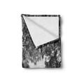 thumbnail image 2 of Nature Soft Flannel Fleece Throw Blanket, Photograph of Trees from the Ground Branches and Leaves Artwork Image, Cozy Plush for Indoor and Outdoor Use, 70" x 90", Black and White, by Ambesonne, 2 of 6