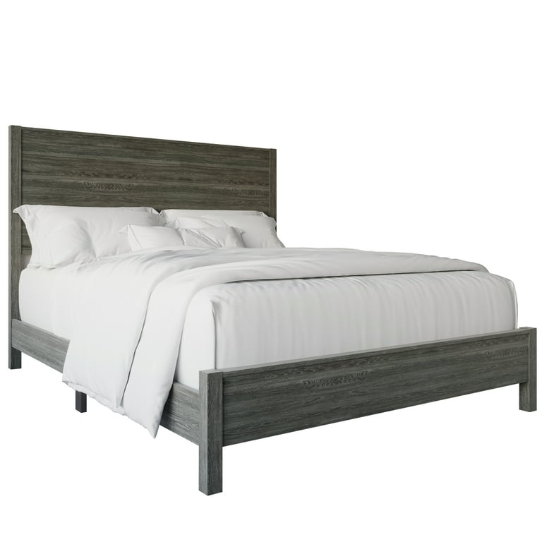Castle Place Wood Panel Full Bed Dark Grey