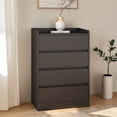 thumbnail image 3 of Hassch Dresser with 4 Storage Drawers, Modern Chest of Drawers, Clothing Storage Organizer for Closet, Bedroom, Living Room, Easy Assembly, Black, 3 of 10